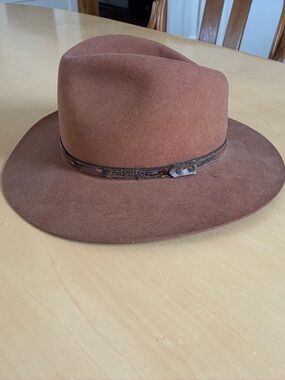 Vintage Dynafelt Brown Felt Wide-Brim Fedora with Leather Band